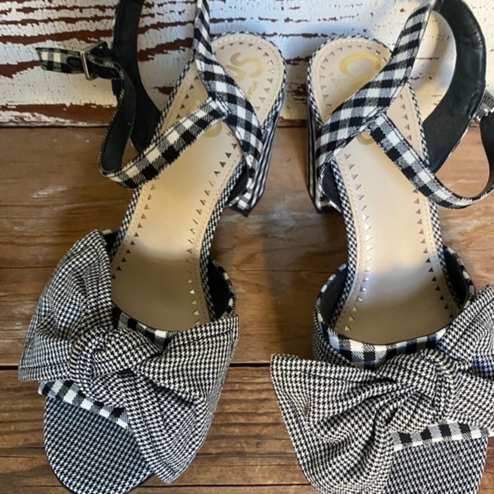 Sam Edelman Black & White Eva Gingham Sandal 6 - Picture 4 of 8